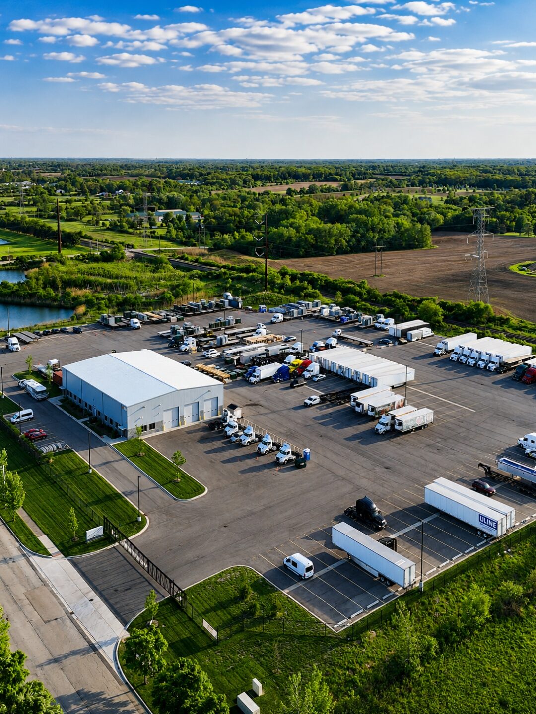Aerial daytime view of the Run Direct terminal and yard in Zion, Illinois